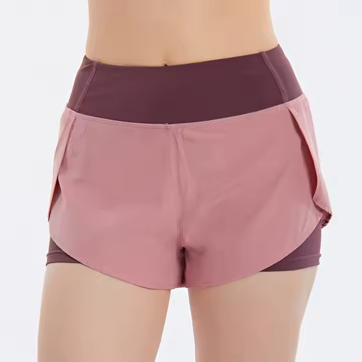 3PCS Women Double Layer Running Shorts