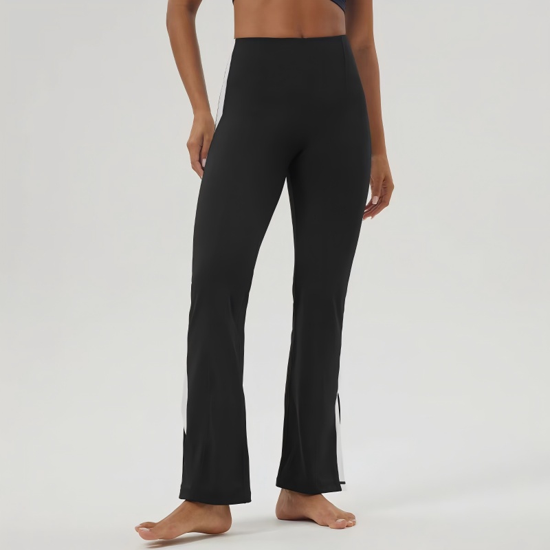 26PCS Dancing Sports Flared Leggings Colour Blocking Split Leg Gym Fitness Pants High Waist Flare Yoga Leggings for Women